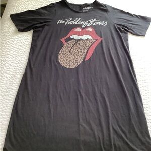 The Rolling Stones Black Mini Dress with Red Graphic